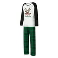 thumbnail image 4 of Christmas Family Pajamas Matching Set, Long Sleeve Elk Letters T-shirt with Plaid Pants Sleepwear Loungewear, 4 of 10