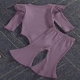 thumbnail image 3 of Newborn Baby Girl Boy Romper Bodysuit Top Ribbed Bell Bottom Pants Set 2Pcs Outfits, 3 of 6