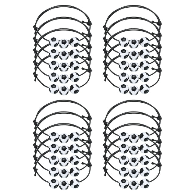 Unique Bargains Bracelets de Soccer, 20 Pcs Cadeaux de Soccer Bracelets Ajustables Noir Blanc