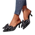 thumbnail image 4 of Xucatan Women's Patent Leather Slide Heels, Elegant Polka Dot Bow Mule Shoes, Comfortable High-heeled Shoes Heel for Evening Party Wear Gift, 4 of 8