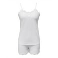 thumbnail image 3 of Gkeoshab Womens Pajama Sets Nightgowns for Women Womens Pajama Sets Ribbed Knit Sleepwear Set 2 Piece Lace Button Shorts Pj Set Comfy Loungewear Pajamas Sets Pajama Dress, 3 of 4
