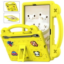 Dteck Kids Case for Samsung Galaxy Tab S9 / Galaxy Tab S8 / Galaxy Tab S7 11 Inch tablet, Shockproof Kids Protective Case with Kickstand for Galaxy Tab X710/X700/T870 with DIY Accessories,Yellow