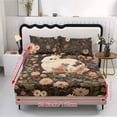 thumbnail image 2 of COEQINE Bed Sheets Set 3 Piece Queen Size Bedding Sheet Set, Comfy Easy Care Non-Slip Bedsheet & Pillowcases for Queen Size Bed for Women Men, Retro White Rabbit Floral, 2 of 5