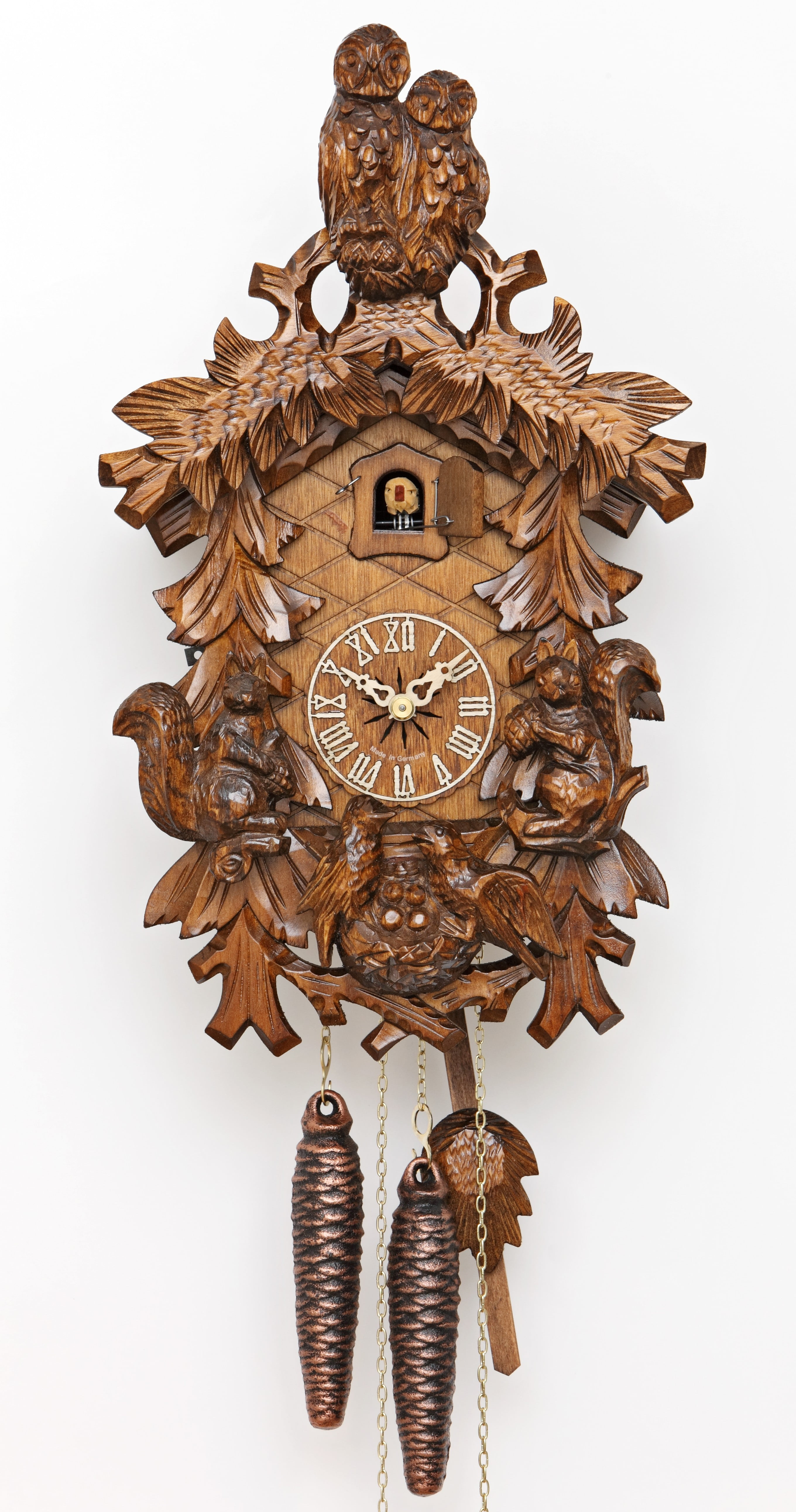 Cuckoo Clock Owls Squirrels Nest