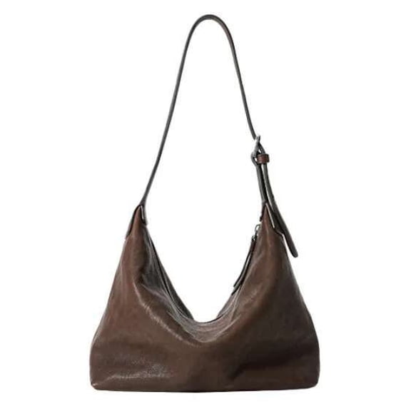 Women's Real Leather Handbag with Gusset Design - Casual Commute Satchel