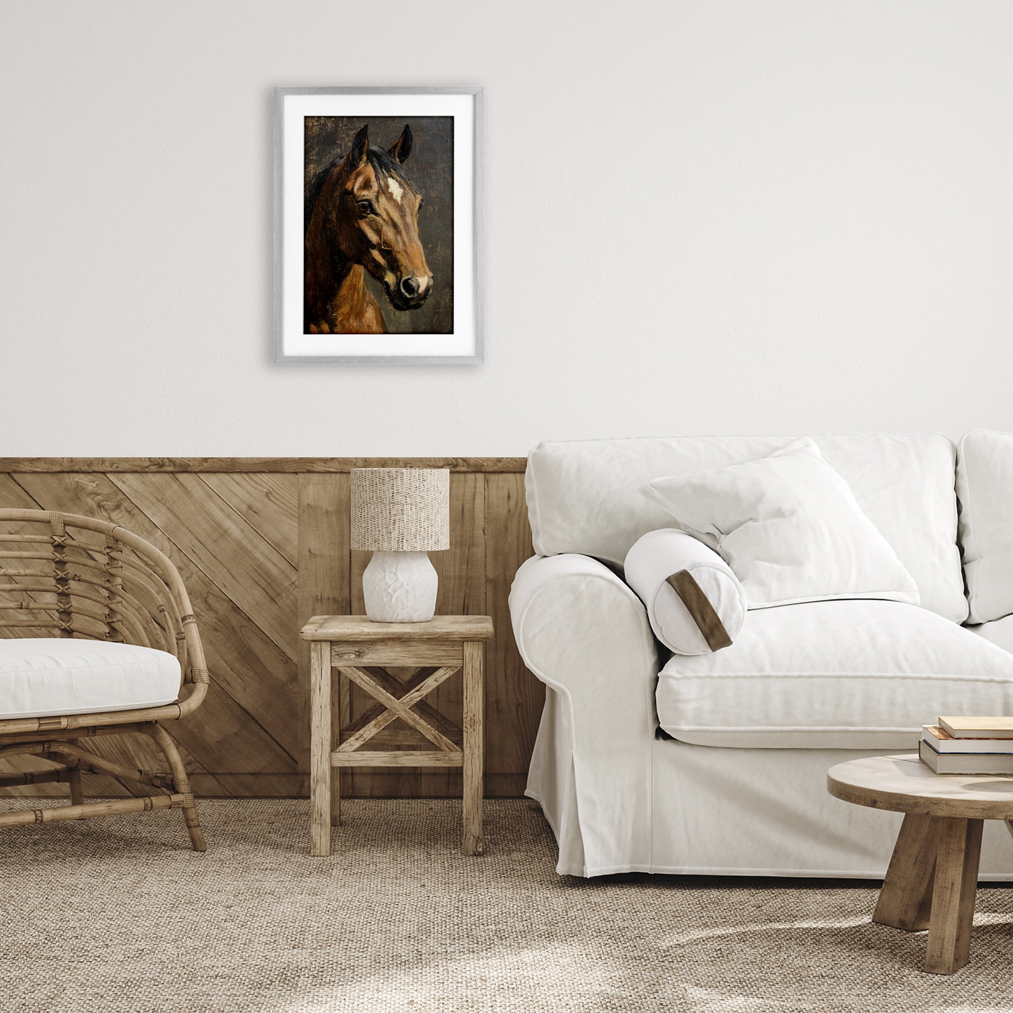 Stupell Industries Horse Portrait Study Gray Framed Print Under Glass, design by Petal Prints Design