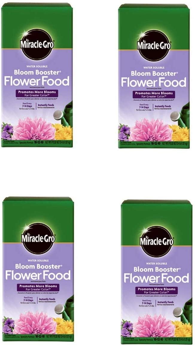 4 ea Miracle Gro 146002 4 lb Bloom Booster 10-52-10 Flower Food Fertilizer 