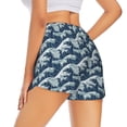 thumbnail image 3 of Haiem A Japanese Great Wave Women's 2 in 1 Running Shorts - Lightweight Athletic Workout Gym Yoga Breathable Sports Shorts Liner with Phone Pockets-XX-Large, 3 of 9