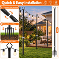 thumbnail image 7 of Pinshey® 2 Pack String Light Poles for Outside, Metal Outdoor String Light Poles for Hanging Lights, Light Pole for Backyard, Patio, Deck, Garden, Parties, Ground & Fence Mounting, 7 of 7