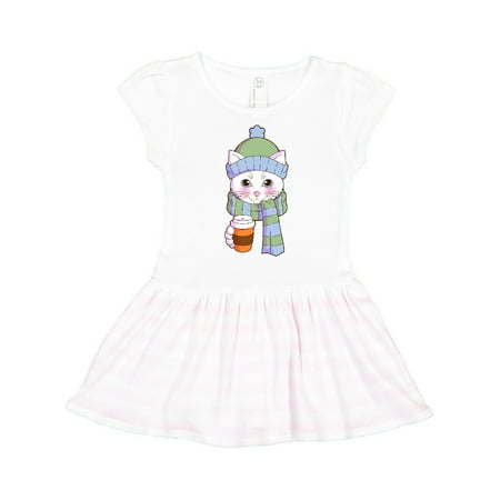 

Inktastic Cute White Cat in Scarf and Hat Gift Toddler Girl Dress