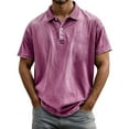 thumbnail image 1 of Adult Polo Shirt Men Short Sleeve Button Tee Shirts Basic Pink Golf Tops, 1 of 4