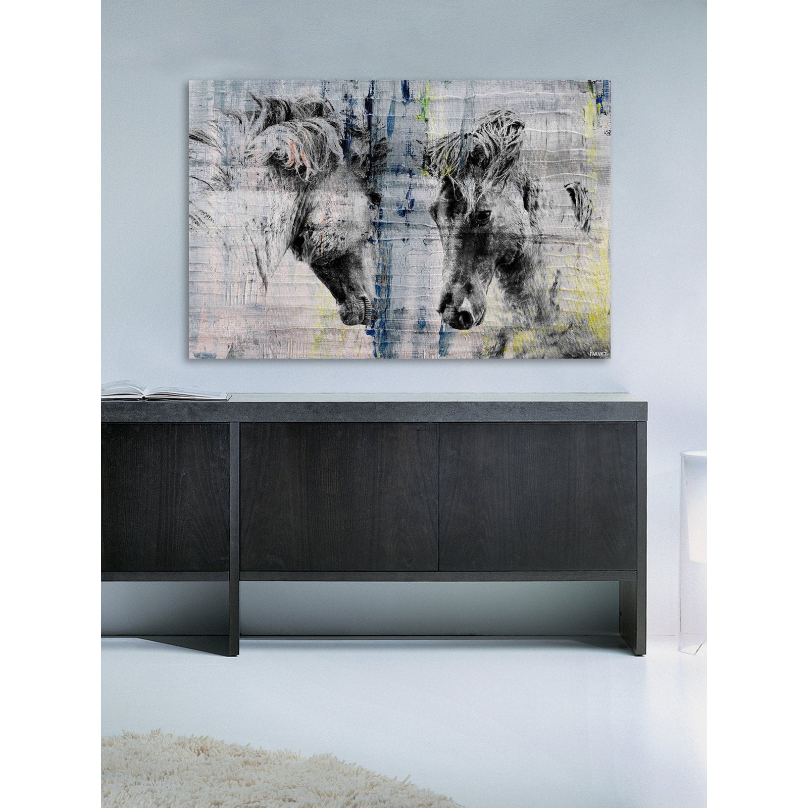 "Facing Horses" Painting Print on Wrapped Canvas