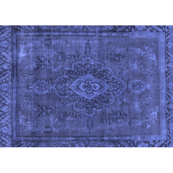 Ahgly Company Machine Washable Indoor Rectangle Abstract Blue Modern Area Rugs, 6' x 9'