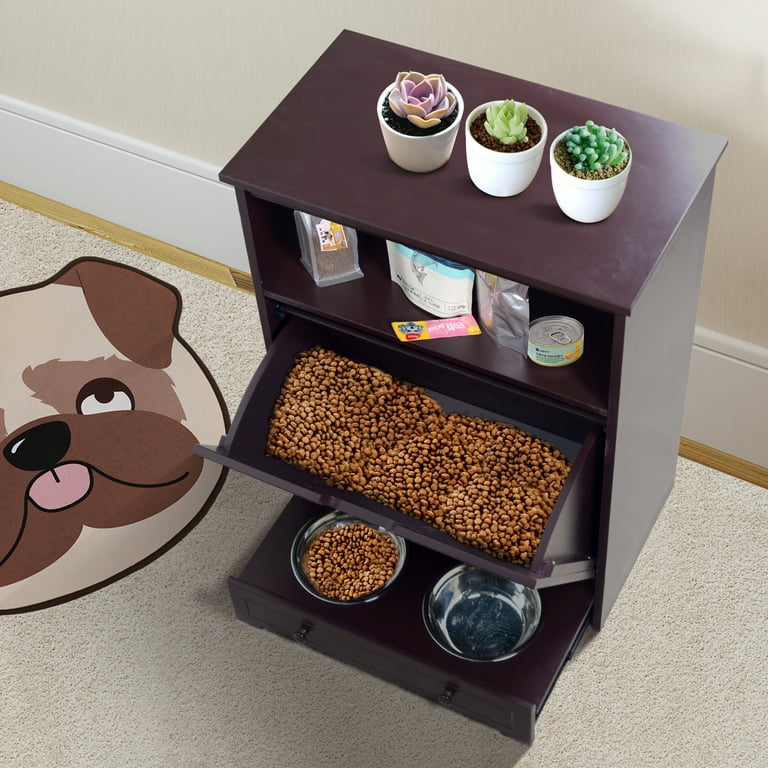 Pet Supplies : PawHut Pet Feeder Station Storage Cabinet, Dog Food