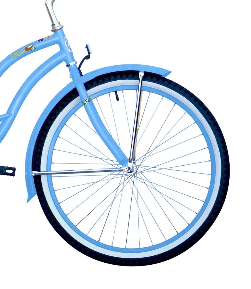 Wonder Wheels 26" Beach Cruiser Coaster Brake Stainless Steel Spokes One Piece Crank Alloy Baby Blue Rims 36H W/ Fenders - Baby Blue