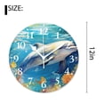 thumbnail image 2 of 12 Inch Wall Clock Battery Operated Silent Clock Decorative for Office, Kitchen, Outdoor, Living Room，Marine Sea Life Underwater World Dolphin Coral Reef Plant Painting, 2 of 4