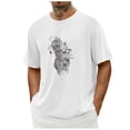 thumbnail image 2 of QATAINLAV Shirts Chemises pour Hommes Été 2025 T - Décontractés Col Rond Manches Courtes Blouses Mode Graphique Muscle Shirts Coton Basiques Tees Tops Prime By Hour Blanc G, 2 of 5