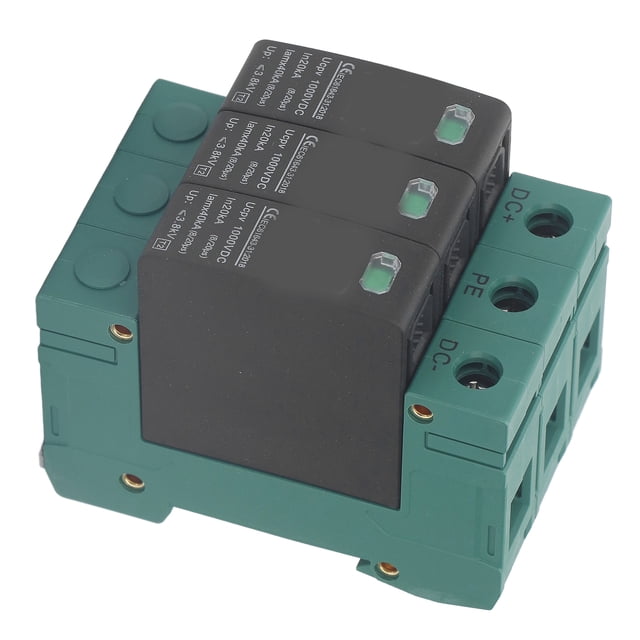 Pararrayos contra Sobretensiones, Dispositivo de Protección contra Sobretensiones 1000V DC 20‑40KA 3P PC Protector de Pararrayos de Protección de Voltaje Fotovoltaico Fotovoltaico