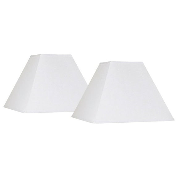 Set of 2 Hardback Square Lamp Shades White Large 7" Top x 17" Bottom x 13" Slant x 12" High Spider with Replacement Harp and Finial Fitting - DyGTyX