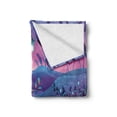 thumbnail image 2 of Mushroom Soft Flannel Fleece Throw Blanket, Cartoon Style Fantasy Nocturnal Landscape with the River Mushrooms and Trees, Cozy Plush for Indoor and Outdoor Use, 70" x 90", Blue Fuchsia, by Ambesonne, 2 of 6