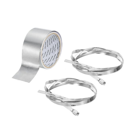 

Uxcell Hose Clamp 17.72 - 19.69 Inch 4 Pack Adjustable Stainless Steel Duct Clamps w 16.4 Feet Aluminum Foil Tape