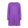 thumbnail image 5 of Women's Solid Color Round Neck Long Sleeve Loose Fit Mid Calf Nightgown for Sleepwear and Lounging, 5 of 7