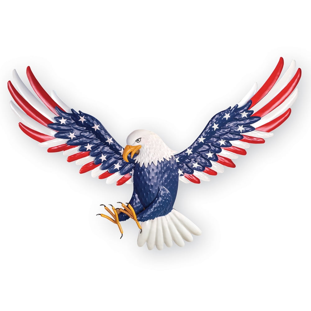 Collections Etc Patriotic Soaring Eagle Metal Indoor Outdoor Wall Art