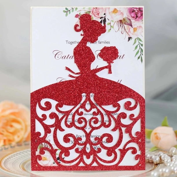 20 Tarjetas De Invitación Elegantes – Papel Nacarado Con Sobres Para Boda, Compromiso Y Aniversario