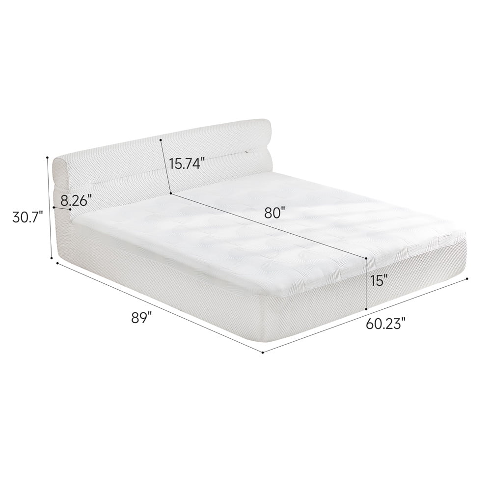 Bed Frame All in One Queen Mattress Bed Frame 15 Inch Queen Size Mattresses in a Box with Cool Fabric Pressure Relief, Motion Isolation No Assembly Required