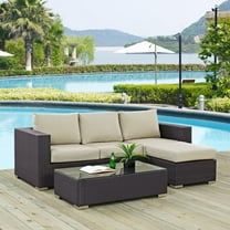 Modway Convene 3 Piece Outdoor Patio Sofa Set in Espresso Beige
