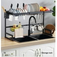 thumbnail image 3 of Over Sink Dish Drying Rack, Large Dish Drainer for Storage Kitchen Counter Organization, 2 Tier Stainless Steel Over Sink Dish Rack Display (Black, Sink Size≤32.6inch), 3 of 3