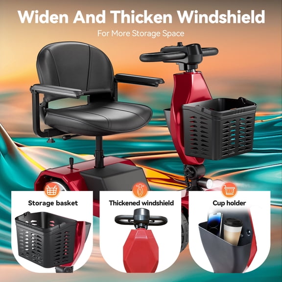 Edcsi Foldable Travel Motorized Scooter & Powered Electric Wheelchair - 4 Wheel Lightweight Mobility Scooter with Seat for Adults/Seniors