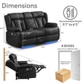 thumbnail image 3 of Loveseat Recliner Sofa, Manual Reclining Couch with Console, AC Outlet & USB-A/USB-C Ports, Wall Hugger RV Sofa for Living Room & Home Theater with Cup Holders LED Light, 3 of 11