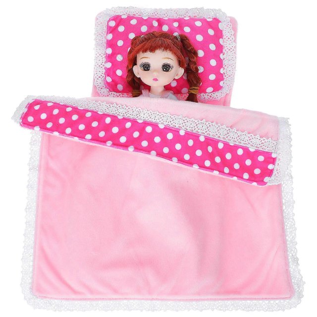 1 Set Mini Dollhouse Bedding Dolls Comforter Pillow Mattress Cute Bedding For Dolls Realistic Dollhouse Bedroom Accessories