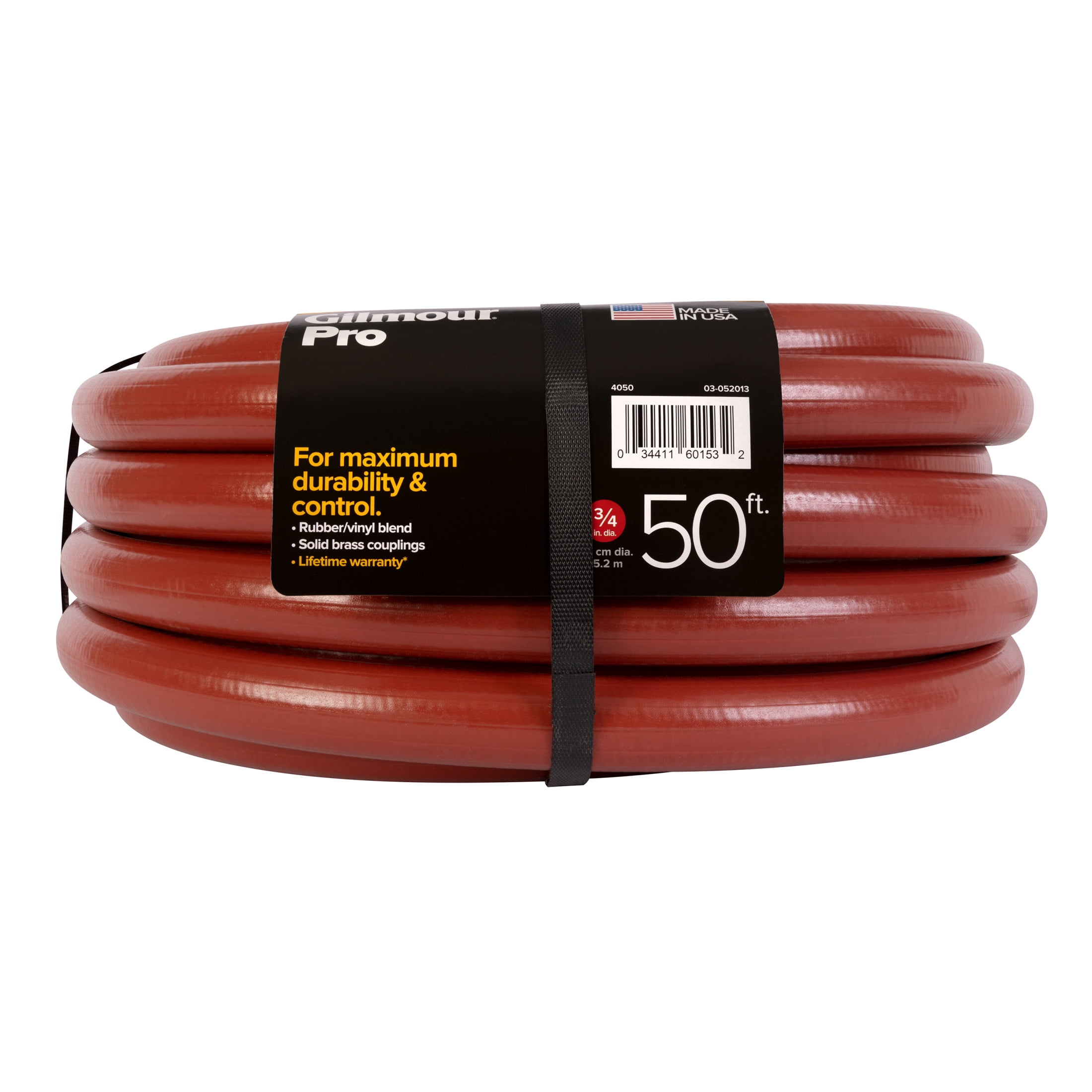 Gilmour Heavy-Duty Garden Hose, 5/8" x 25', 600 PSI, 8-Layer Construction, Kink-Resistant Design with Brass Couplings