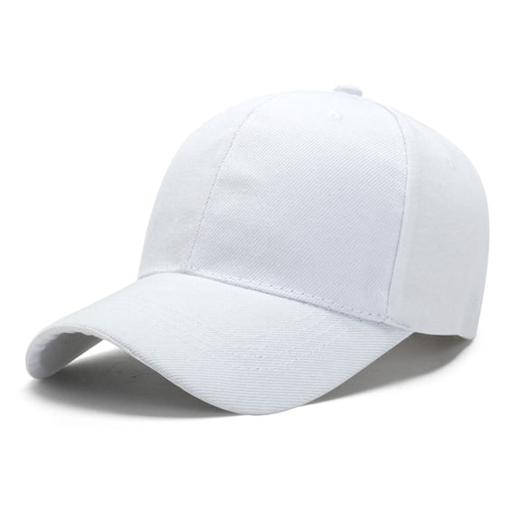 Men's Pure Cotton Blank Baseball Cap, Solid Color Adjustable Dad Hat, Outdoor Sun Protection Peaked Cap for Sports and Casual Wear White