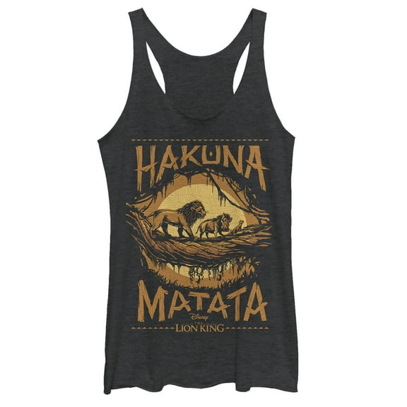 Women's Lion King Hakuna Matata Jungle Trio Racerback Tank Top Black Heather X Small