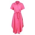 thumbnail image 6 of Kureaily Womens Dress Summer Casual Short Sleeve Button Down Shirt Dress Beach Cover Up Dress With Pockets, 6 of 9