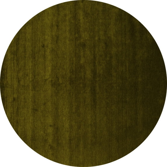 Ahgly Company Indoor Round Abstract Yellow Contemporary Area Rugs, 8' Round