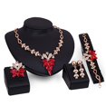 thumbnail image 2 of Shenmeida 4Pcs/set Rhinestone Flower Design Crystal Durable Bridal Floral Necklace Earrings Bracelet Jewelry Set for Wedding, 2 of 7