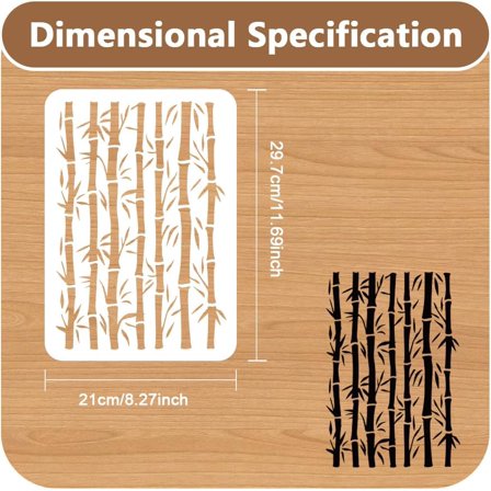 1pc Bamboo Wall Stencil for Painting 11.69”x8.27” Bamboo Branch Reusable Stencil for Wood Burning Paint Templates DIY Craft Art Stencil on Wood Fabric Canvas Furniture Journal