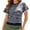 A-Blue509, variant on Womens Summer Striped T-Shirt Crew Neck Flutter Sleeve Textured Fitted Casual Printed Tee Everyday Wear Office Work Tops