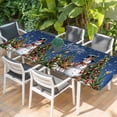 thumbnail image 2 of Navy Blue Christmas Table Cloths for 8 Foot Rectangle Tables, Snowman Xmas Tree Snowflake Gifts Elk Patio Waterproof Elastic Fitted Tablecloths, Washable Rectangular Table Cover for Camping, 2 of 8