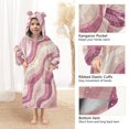 thumbnail image 3 of FORMRS Wearable Blanket Hoodie with Sleeves for Kids Cozy Flannel Sweatshirt, Pink Brown Pattern, 3 of 7