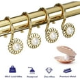 thumbnail image 3 of Gold Shower Curtain Hooks Rings, Decorative Shower Curtain Hangers, Heavy Duty Metal Shower Rings, Sunflower Shower Hooks for Shower Curtain Rod and Liner, Bathroom Curtain Hooks, Luxury Gold,, 3 of 5