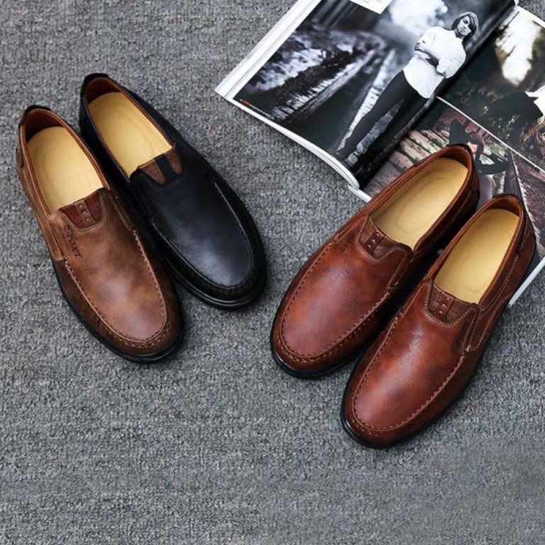 Calfskin Leather Breathable Moccasins Men Walking Loafers Shoes