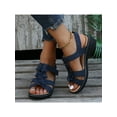 thumbnail image 4 of Ritualay Summer Sandals for Women Buckle Wedge Sandals Roman Style Sandals Flower Casual Sandals Women Open Toe Sandals Anti Slip Ankle Strap Shoes Ladies Sandals Dark Blue 7.5, 4 of 7