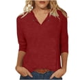 thumbnail image 4 of T Shirts For Women Womens Tops Fashionable Casual Solid Color Three Quarter Sleeve Top T Shirt, 4 of 6