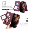 thumbnail image 3 of Allytech iPhne 15 Pro Max Wallet Case, Detachable Back Cover Slim Fit Zipper Pocket Cards Slots Large Space Purse Wallet Case Cover for Apple iPhone 15 Pro Max 6.7" - Winered, 3 of 8