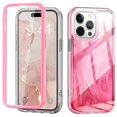 thumbnail image 1 of For iPhone 14 Pro Case Gradient Feather Pattern Full Body Protection Phone Shell - Rose, 1 of 5